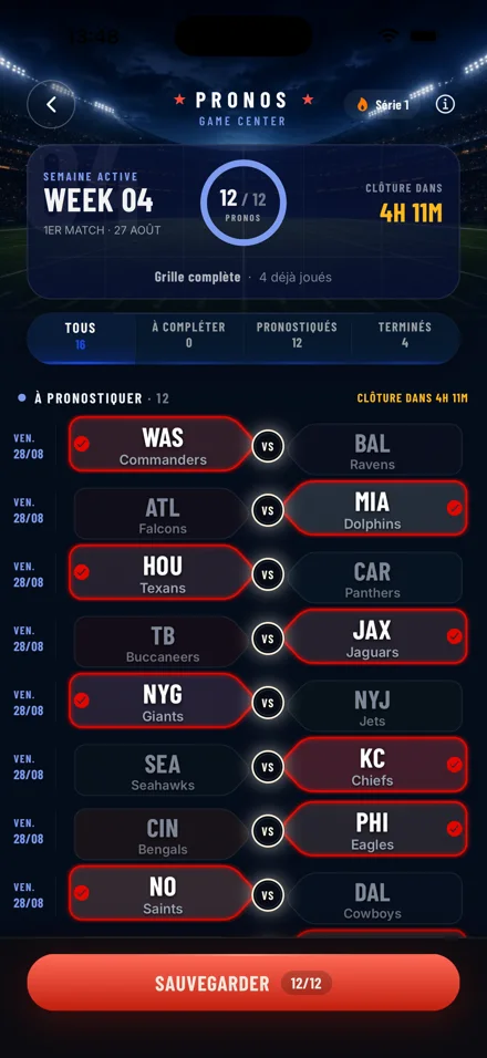 La grille des pronos de la semaine