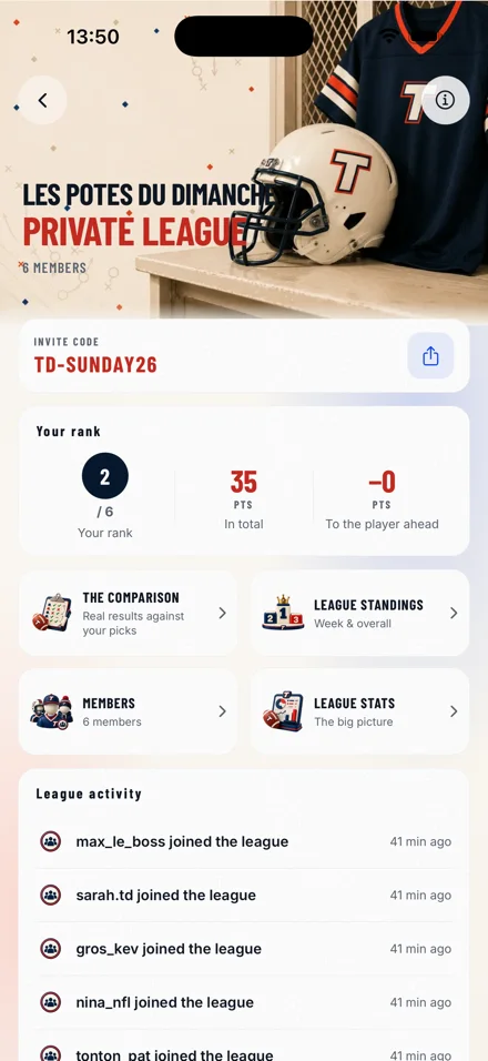 Your private Touchdown Team league